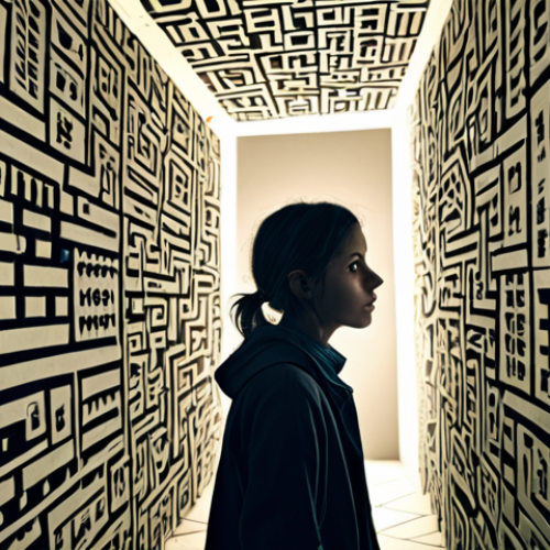 Home 23 **Image Prompt:** A person looking overwhelmed and lost in a dark, twisting maze representing the financial challenges of rare diseases. The maze walls are made of medical bills and insurance forms. A faint light shines in the distance, symbolizing hope and available resources. Style: Realistic, slightly desaturated colors to convey the sense of despair, with a focus on dramatic lighting.