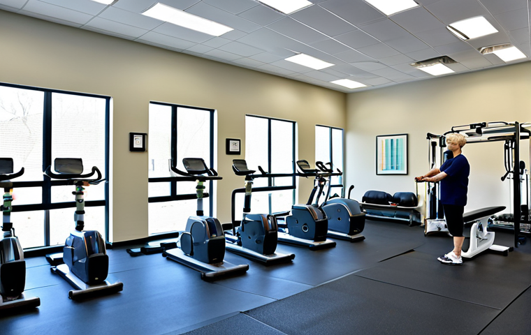 Modern Rehabilitation Center Gym**
"A bright and modern rehabilitation center gym, featuring various equipment like exercise bikes, parallel bars, and a gait training robot. Several fully clothed patients are working with physical therapists in appropriate attire. The scene showcases a multidisciplinary team approach. Safe for work, appropriate content, perfect anatomy, natural proportions, well-lit, family-friendly, professional rehabilitation setting, fully clothed, high quality."
**