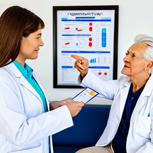 Home 9 Doctor Explaining Medication Options**
"A professional neurologist, fully clothed in a white coat, explaining Parkinson's medication options (pills, charts) to a senior patient and their caregiver in a bright, modern clinic. The doctor is pointing to a diagram illustrating dopamine pathways in the brain. The patient is listening attentively, dressed in comfortable, modest clothing. Safe for work, appropriate content, family-friendly, perfect anatomy, natural proportions, professional setting, well-lit, high-quality rendering."
**