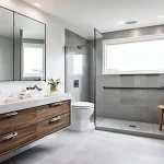 루게릭병 환자를 위한 주거 환경 개선 - **Prompt: A modern, bright, and highly accessible bathroom designed for ease and dignity.** The scen...